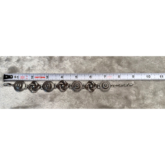 Brighton Vintage Medallion Scroll Link Bracelet Baroque Adjustable 7.5-8" - Picture 4 of 5